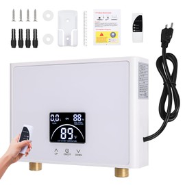 ZOOTEALY Tankless Water Heater Electric 3KW 110V: Small Instant Hot Water Heater Under Sink on Demand Overheating Protection - with Digital Display and Remote Control for RV Kitchen Bathroom
