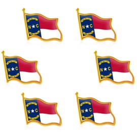 Rhungift 6Pack-US NC North Carolina State Lapel Pins Waving Flag Patriotic Pins Bulk Metal Souvenir Series Gifts-1”