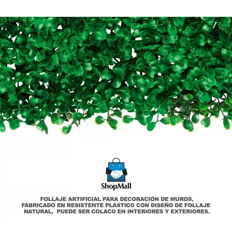 ShopoMall Muro Verde Follaje Artificial Sintético 15 Pzs