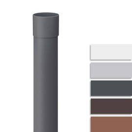 INEFA Downpipe 100 cm, PVC DN75/75 mm, anthracite, rain pipe gutter accessories, easy plug-in installation, made in Germany