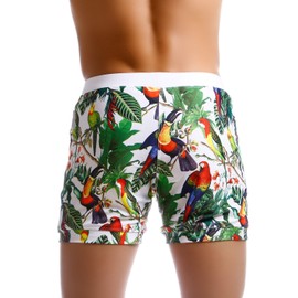 TADDLEE Men Swimwear Swimsuits Flower Print Surf Board Boxer Shorts Trunks Long (XL) Green