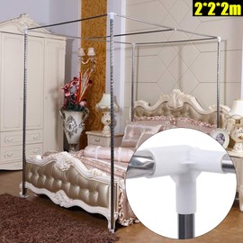 DEIGEHJRE Canopy Bed Frame Stainless Steel, Bed Canopy Frame & Bed Poles, Fit for Four-Corner Bed and Mosquito Curtains, (78.74 * 78.74 * 78.74Inch,Silver)