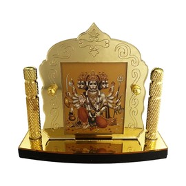 Shoppersduniya Panchmukhi Hanuman Golden Foil (Plated) for Car Dashboard Showpiece Home Décor