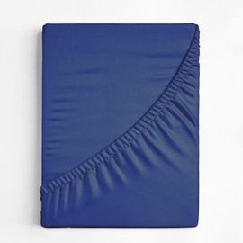 linensland® Fitted Sheet - 16 Inch Deep Pocket (40 cm) - Easy-Care Soft Microfibre - Resistant to Shrinkage and Fading (King, Navy Blue)