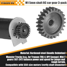 M1 Gear 23T 5mm Bore 3-Pack – High-Precision Hardened Steel Motor Pinion Gear for 1/8 1/10 RC Crawler, Monster Truck, Short Course Truck & Boat (Compatible with Traxxas Axial, FMS, HSP Redcat Losi)