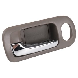 TRQ Front Left Interior Door Handle Chrome & Taupe Drivers Side Compatible with 2001-2005 Honda Civic