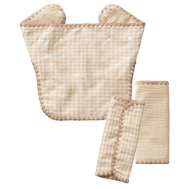 Regalo Mon ami Prime Waterproof Bib Cover, Set of 3, Baby Carrier Cover, Cotton, Gauze, Mon ami Prime (Latte Gingham)