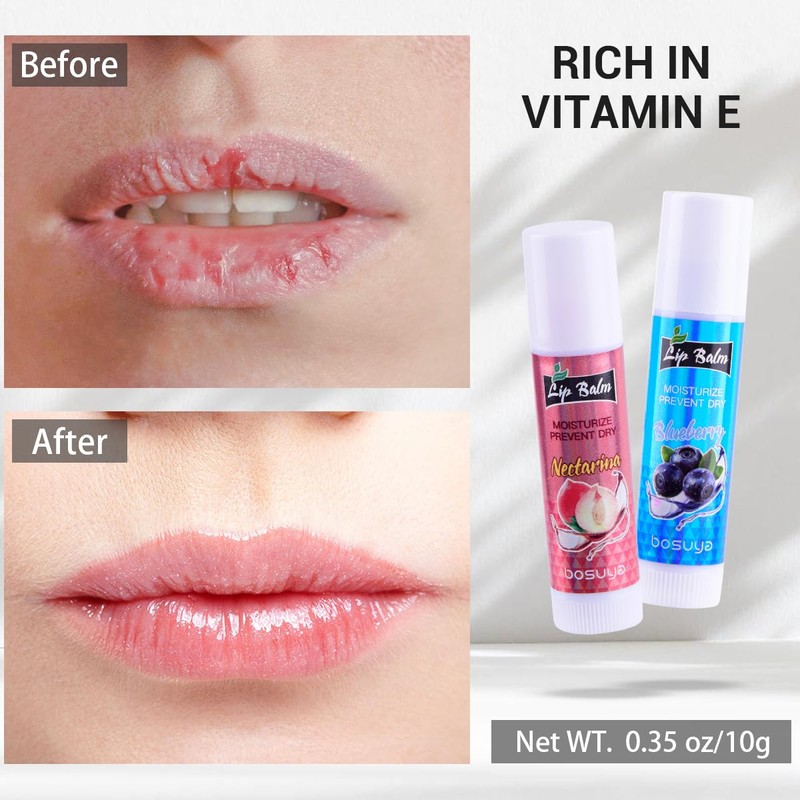 Fruit flavor lip balm,6 pack Natural Soft chapstick All-Day Moisturizer