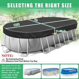10 x 7Ft Oval Pool Cover with Automatic Drain, 420D One-Piece Tear Resistant Above Ground Pool Cover with Ratchet Buckle, Quick Installation/Preventing Waterlogging/Windproof/UV Protected