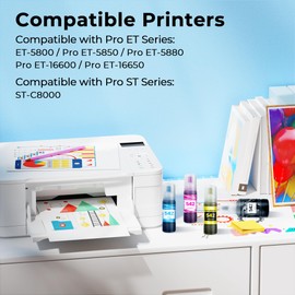 542 Pigment Ink 542 Refill Ink Bottle for Epson 542 Ink Refill Bottles for Ecotank Used for Pro ET-5800 ET-5850 ET-5880 ET-16600 ET-16650 (1 Black,1 Cyan,1 Magenta,1 Yellow,4 Pack)