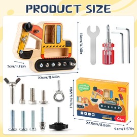 PLLYPE Montessori Wooden Screw Board, Digger Toy, Wooden Screw Board, Montessori Toy, Screw Board Children's Wooden Learning Toy, Busy Board, Wooden Toy from 3 Years for Children, Girls, Boys