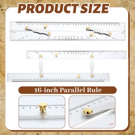 Saysurey Parallel Ruler Marine Navigation Tool with Clear Scales Parallel Ruler with Brushed Aluminum Arms Nautical Charts Navigation Tools for Boat Ship Drawing(16 Inch)