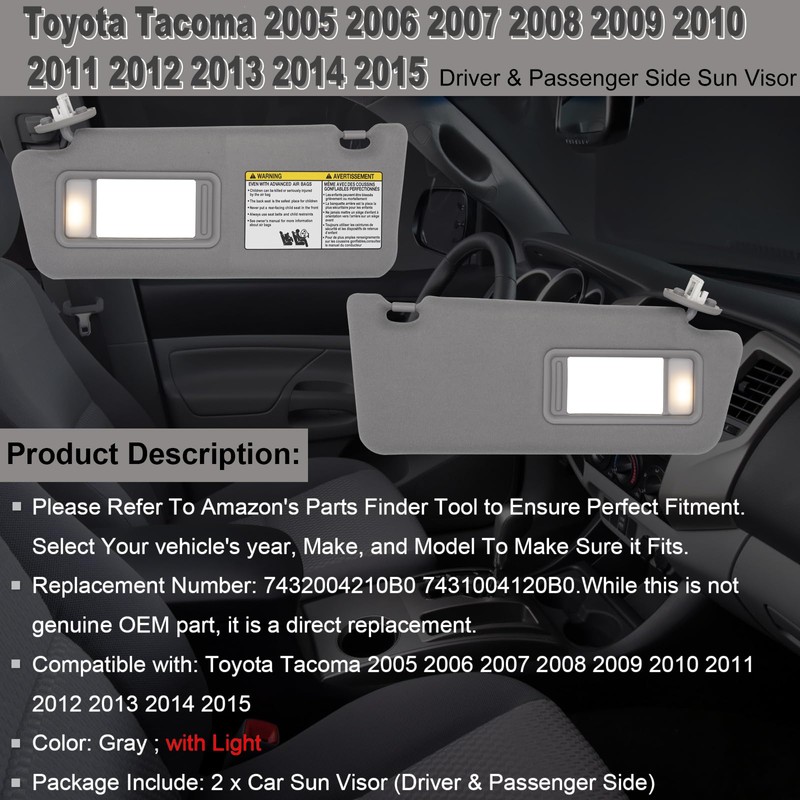 NHILES Driver & Passenger Side Sun Visor Replacement Fits for