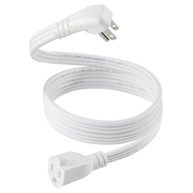 Flat Under Carpet Major Appliance Extension Cord with Flat Wall Plug, 3FT White Thin Flat Cable Low Profile Power Cord 3 Prong Grounded Wire SPT-3 14AWG Heavy Duty Air Conditioner Extension Cord