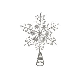 Gisela Graham Silver Glitter Snowflake Christmas Tree Star Topper (32cm), Multicolor, ONE, JNS_454681