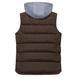 CREATMO US Mens Hood Puffer Quilted Vest Waterproof Sleeveless Jacket Water-Resistant Waistcoat Outwear Coffee M