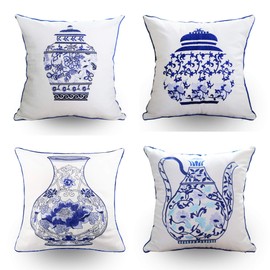 Hodeco Embroidery Throw Pillow Cover 18x18 Green Tropical Leaf Monstera Leaves Loop Plant Floor Pillow Cover for Couch 100% Cotton Decorative Cushion Cover Home Décor Pillow Case 45x45cm, 1 Piece