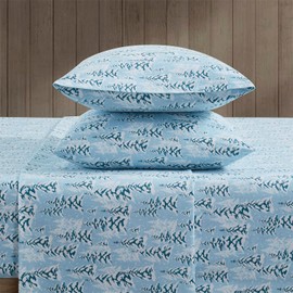 Bearpaw - King Sheets, 4-Piece Cotton Flannel Bedding with Matching Pillowcases, Brushed for Extra Softness, Cozy Winter Home Decor (Blue Winter Trees, King)