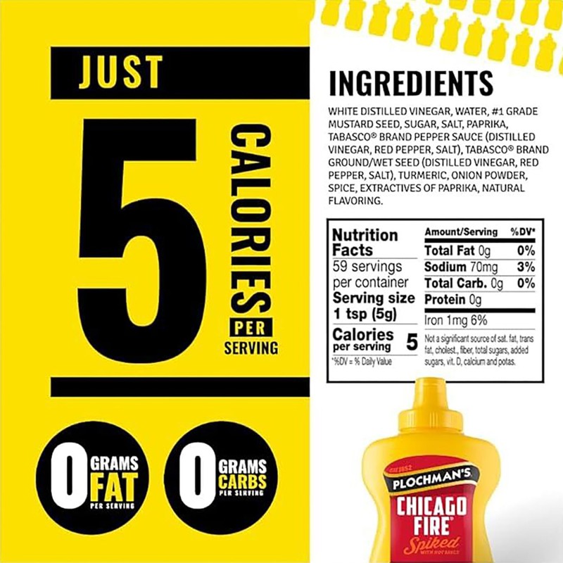 Plochman, Chicago Fire Mustard, 15 oz, Spices up Hot Dogs
