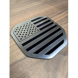 300 Industries Tailgate Emblem Badge for Dodge Ram 1500/2500/3500 (2019-2021, American Flag - Silver Over Black)