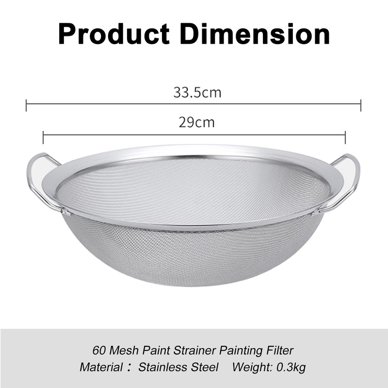 3 Pack Fine Mesh Paint Strainer 60 Mesh Stainless Steel