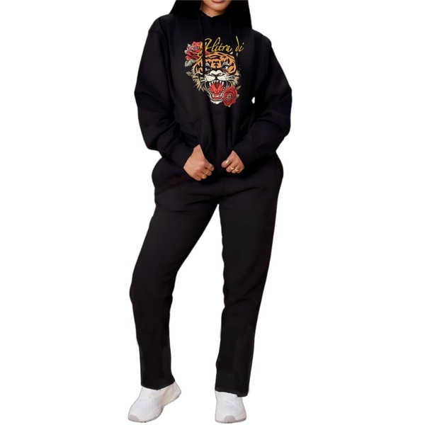 Glitrandi Womens 2 Piece Outfits Oversized Fashion Y2K Print Sweatsuit