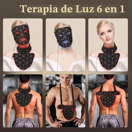 Máscara de terapia de luz roja para cara y cuello, 850nm NIR antienvejecimiento | 8 Color Modes, 3000mAh Rechargeable, 480 Medical-Grade LEDs, 70mW/cm