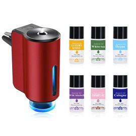 Shonoppy Car Air Freshener Diffuser, Smart Car Aromatherapy Air Outlet Clip,Freshener Long-Lasting Atomizer,Car Aromatherapy Machine Rechargeable,With 6pcs Aromatherapy Oil, Red（6 Scents） | Shonoppy