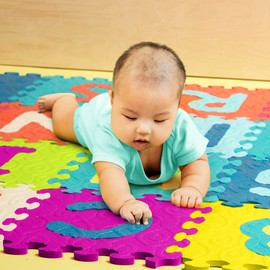 B. toys – Developmental Learning Alphabet Floor Mat – 26 Interlocking & Removable Foam Tiles – Thick ABC Tiles for Newborns, Toddlers, Kids – Storage Pouch – Beautifloor – 0+ Months