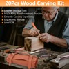 20Pcs Wood Carving Kit, with PU Storage Bag, Wood Carving