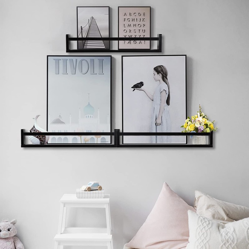 AZSKY Classic Nursery Book Shelves Black Wooden Floating Shelves Wall