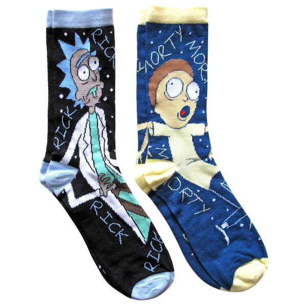RICK AND MORTY Character Men's Crew Socks 2 Pair Pack