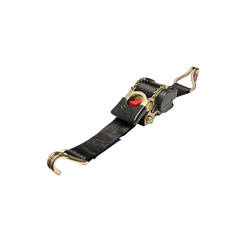 Pewag lashing strap retractable with ratchet and round hook, 25