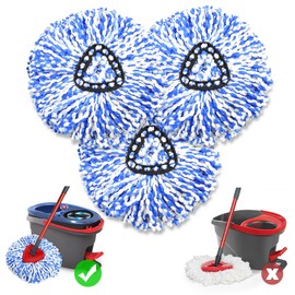 Mop Replace Head 3 Pack for O-Cedar RinseClean 2 Tank System, Microfiber Spin Mop Heads Replacement Refills for Deep Cleaning Home Bathroom Kitchen Tile Floor