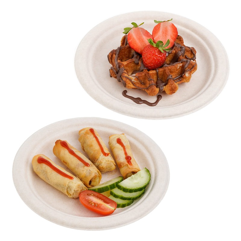 STACKABLES ~ 50 Pack Natural Colored Biodegradable Bagasse 7 inch