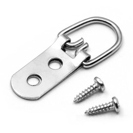 PHS Heavy Duty D Ring Picture Hangers - 100 Pack - 2 Hole with Screws - D Rings Heavy Duty, Painting Hangers, Support 40 lbs