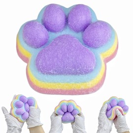Fufu Big Cat Paw Squishy Toy 5 Inch Sticky Cat Paw Print Squishies Large Pinch Family Tuba Squishy Tangcii Giant Rainbow Cat Paw Squeeze Toy for Adults Stress Relief