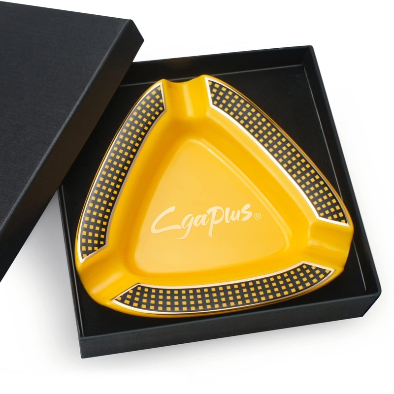 Cgaplus Cigar Ashtray Triangle Classic Ceramic Large Ashtray for Outdoor