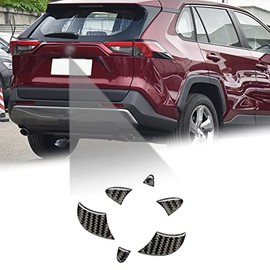 BLAKAYA Compatible with Rear Trunk Logo Insert Cover Trim Carbon Fiber Rear Tailgate Emblem Badge Decoration Sticker for Toyota RAV4 2020 2021 (6Pcs Black)