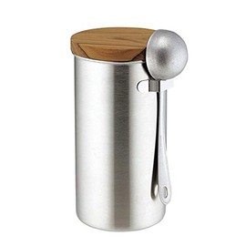 Takakuwa Metal 407866 Stainless Steel Coffee Canister, Satin, Large, Measure Spoon Set