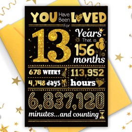 TSVATE 13th Birthday Card, 13 Year Old Boy Gifts, 13th Birthday Decorations For Boys, 13th Birthday Gifts For Girls, 13 Year Old Birthday Card For Boys, Son, Grandson, Nephew, Brother, Sweet 13 Bday