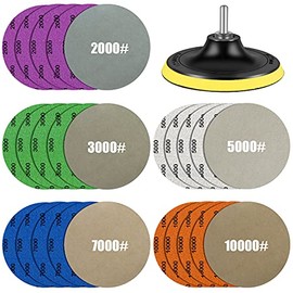 Papel de lija de grano 2000/3000/5000/7000/10000 para agua y juego de almohadillas de respaldo de 5 pulgadas, disco de lija eléctrico húmedo y seco con gancho y bucle, papel abrasivo de molienda y