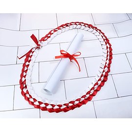 Graduation Lei Penta Angel 2023 Braided Graduation Ribbon Lei Honor Cord Gift for High School College Student Grad Party Decoration (Red, White)