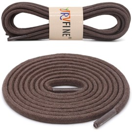 YJRVFINE Premium Quality 1/6" Thick Waxed Round Shoelaces Shoes Boots Laces Dark Brown 2 Pair-Length:39.37"