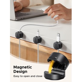 UGREEN 6-Pack Cord Organizer Holder for Nightstand, Magnetic Cable Clips for Desk - Strong Adhesive Cable Management to Keep Phone Charging Cables, Computer Cords, and Various Cables Organized, Black