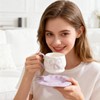 KERHAND Purple Ceramic Mug and Saucer Set with Bow and