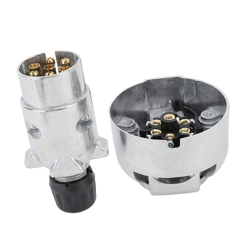 Trailer Plug Socket Kit Aluminum Alloy DC12V 7 Pin Plug