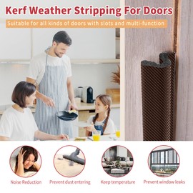 Solike 40ft Weather Stripping Door Seal with 8 PCS Corner Seals, V-Shaped Replacement Kerf Foam Door Insulation (Brown)