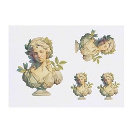 4 x 'Greek Woman Bust Statue ' Temporary Tattoos - Water Resistant, Skin-Safe, Non-Toxic Transfers, Mixed Sizes (TO00085660)