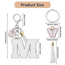 Lukiisoo Initial Letter Keychains for Women Tassel Butterfly Pendant Key Ring for Backpack Cute Car Keychain for Wallet Handbags,Letter A-Z Keychain Tassel Butterfly Key Ring (M)